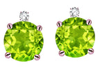 Star K Round 7mm Genuine Peridot Screw Back Stud Earrings with Accent Stone on Top