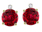 Star K Round 7mm Created Ruby Screw Back Stud Earrings with Accent Stone on Top