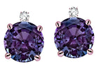 Star K Round 7mm Simulated Alexandrite Screw Back Stud Earrings with Accent Stone on Top