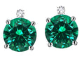 Star K Round 7mm Simulated Emerald Screw Back Stud Earrings with Accent Stone on Top