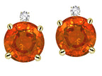 Star K Round 7mm Simulated Fire Opal Screw Back Stud Earrings with Accent Stone on Top