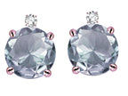 Star K Round 7mm Genuine Aquamarine Screw Back Stud Earrings with Accent Stone on Top