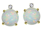 Star K Round 7mm Genuine Opal Screw Back Stud Earrings with Accent Stone on Top