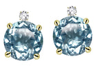 Star K Round 7mm Genuine Sky Blue Topaz Screw Back Stud Earrings with Accent Stone on Top