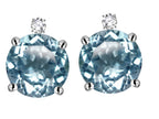Star K Round 7mm Genuine Sky Blue Topaz Screw Back Stud Earrings with Accent Stone on Top