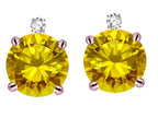 Star K Round 7mm Genuine Citrine Screw Back Stud Earrings with Accent Stone on Top
