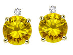 Star K Round 7mm Genuine Citrine Screw Back Stud Earrings with Accent Stone on Top
