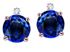 Star K Round 7mm Created Sapphire Screw Back Stud Earrings with Accent Stone on Top