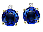 Star K Round 7mm Created Sapphire Screw Back Stud Earrings with Accent Stone on Top