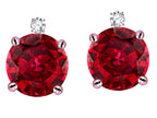 Star K Round 7mm Created Ruby Screw Back Stud Earrings with Accent Stone on Top