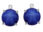 Star K Round 7mm Created Star Sapphire Screw Back Stud Earrings with Accent Stone on Top