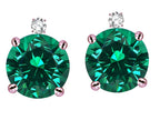 Star K Round 7mm Simulated Emerald Screw Back Stud Earrings with Accent Stone on Top