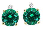 Star K Round 7mm Simulated Emerald Screw Back Stud Earrings with Accent Stone on Top