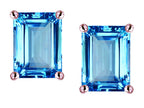 Star K Emerald Cut 8x6mm Genuine Blue Topaz Screw Back Earrings Studs