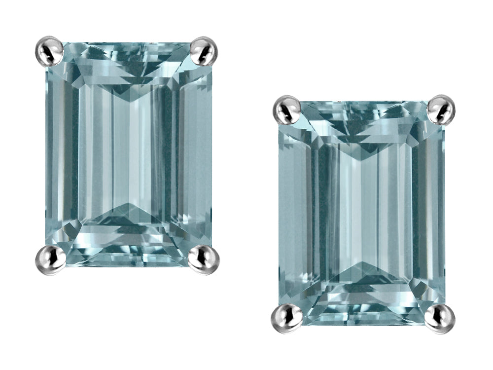 Star K™ Emerald Cut 8x6mm Genuine Sky Blue Topaz Screw Back Earrings Studs