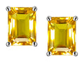 Star K Emerald Cut 8x6mm Genuine Citrine Screw Back Earrings Studs