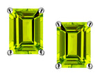 Star K™ Emerald Cut 8x6mm Genuine Peridot Screw Back Earrings Studs