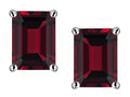 Star K Emerald Cut 8x6mm Genuine Garnet Screw Back Earrings Studs