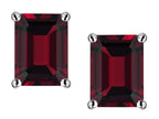 Star K Emerald Cut 8x6mm Genuine Garnet Screw Back Earrings Studs