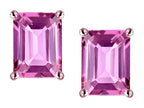 Star K Emerald Cut 8x6mm Created Pink Sapphire Screw Back Earrings Studs