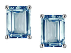 Star K™ Emerald Cut 8x6mm Simulated Aquamarine Screw Back Earrings Studs