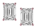 Star K Emerald Cut 8x6mm Genuine White Topaz Screw Back Earrings Studs
