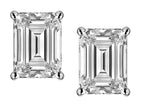 Star K Emerald Cut 8x6mm Genuine White Topaz Screw Back Earrings Studs