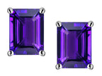 Star K Emerald Cut 8x6mm Genuine Amethyst Screw Back Earrings Studs