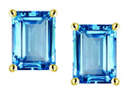 Star K Emerald Cut 8x6mm Genuine Blue Topaz Screw Back Earrings Studs
