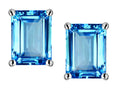 Star K™ Emerald Cut 8x6mm Genuine Blue Topaz Screw Back Earrings Studs