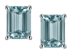 Star K Emerald Cut 8x6mm Genuine Sky Blue Topaz Screw Back Earrings Studs