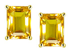 Star K Emerald Cut 8x6mm Genuine Citrine Screw Back Earrings Studs