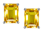 Star K™ Emerald Cut 8x6mm Genuine Citrine Screw Back Earrings Studs