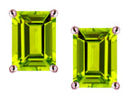 Star K Emerald Cut 8x6mm Genuine Peridot Screw Back Earrings Studs