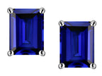 Star K Emerald Cut 8x6mm Created Sapphire Screw Back Earrings Studs