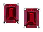 Star K™ Emerald Cut 8x6mm Created Ruby Screw Back Earrings Studs