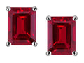 Star K Emerald Cut 8x6mm Created Ruby Screw Back Earrings Studs