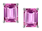 Star K Emerald Cut 8x6mm Created Pink Sapphire Screw Back Earrings Studs