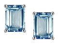 Star K™ Emerald Cut 8x6mm Simulated Aquamarine Screw Back Earrings Studs