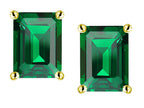 Star K Emerald Cut 8x6mm Simulated Emerald Screw Back Earrings Studs