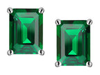 Star K Emerald Cut 8x6mm Simulated Emerald Screw Back Earrings Studs