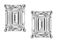 Star K Emerald Cut 8x6mm Genuine White Topaz Screw Back Earrings Studs