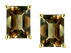 Star K Emerald Cut 8x6mm Genuine Smoky Quartz Screw Back Earrings Studs