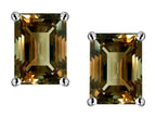 Star K Emerald Cut 8x6mm Genuine Smoky Quartz Screw Back Earrings Studs