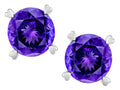 Star K Round 7mm Genuine Amethyst Push Back Stud Earrings with Heart Prongs