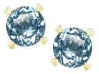 Star K Round 7mm Genuine Sky Blue Topaz Push Back Stud Earrings with Heart Prongs