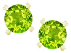 Star K Round 7mm Genuine Peridot Push Back Stud Earrings with Heart Prongs