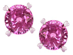 Star K Round 7mm Created Pink Sapphire Push Back Stud Earrings with Heart Prongs