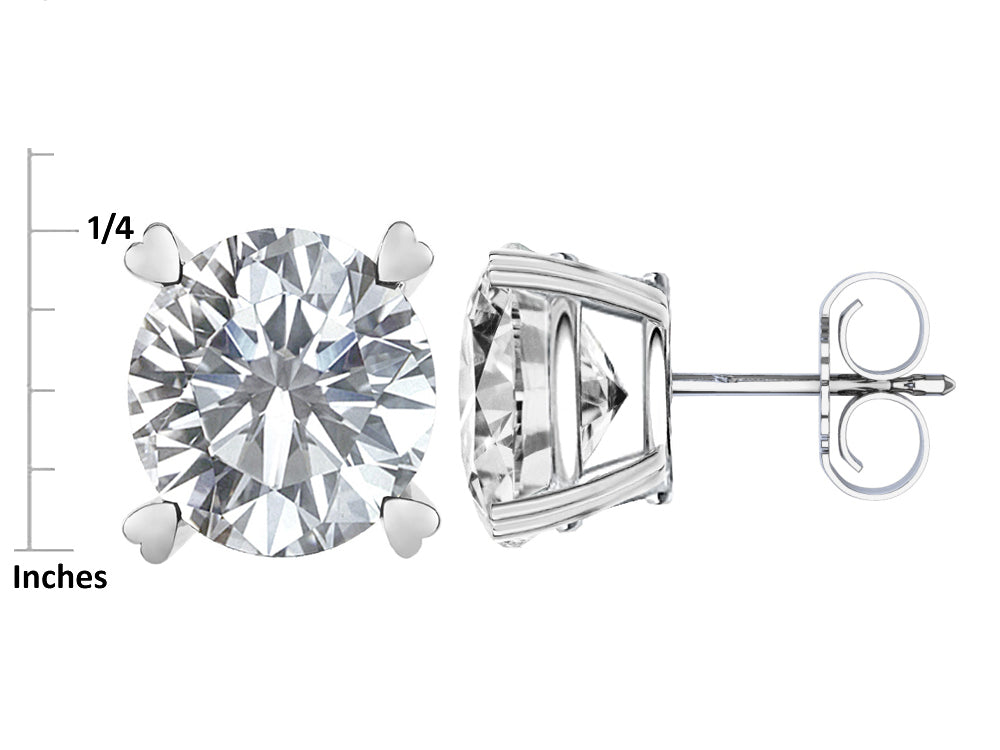 Star K Round 7mm Created Blue Opal Push Back Stud Earrings with Heart Prongs