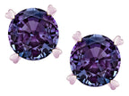 Star K Round 7mm Simulated Alexandrite Push Back Stud Earrings with Heart Prongs